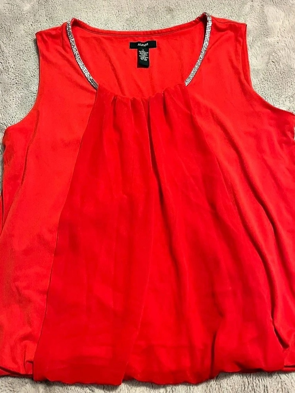 Alfani Embellished Neckline Red Size Large